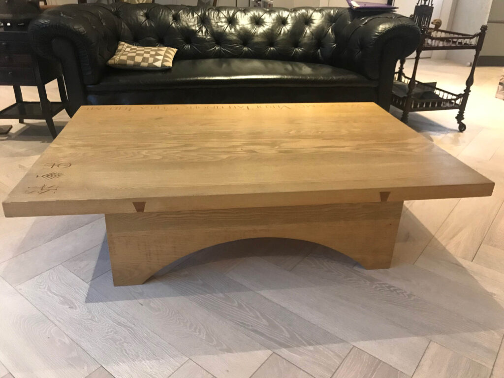 Wordgames engraved oak table